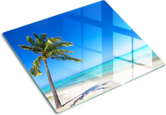 Tocătoare De Bucătărie Din Sticlă Rezistentă Sticlă Securizată Plajă Tropicală 60x52 Cm