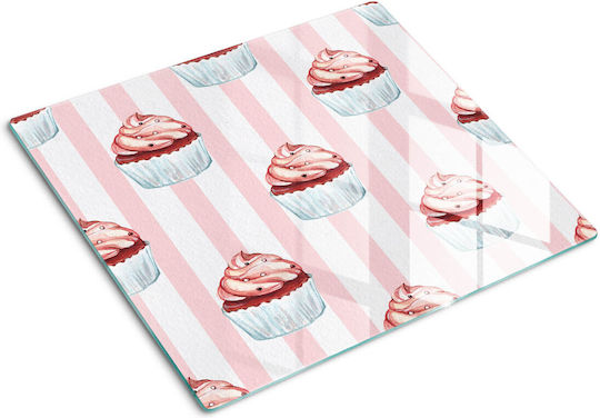 Glass Kitchen Cutting Board Decorative Design Tempered Glass Muffins 60x52 Cm