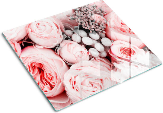 Glass Kitchen Board Protection Decoration Bouquet of Flowers 60x52 Cm