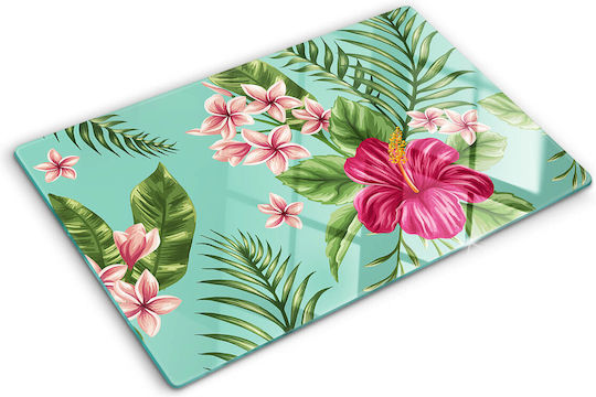 Robustes Dekoratives Glas-Schneidebrett Küchen Hawaii Blumen 80x52 cm
