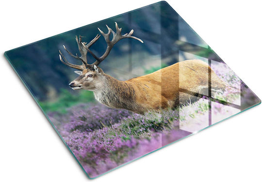 Glas Schneidebretter Design Druck Hirsch in Lavendel 60x52 cm