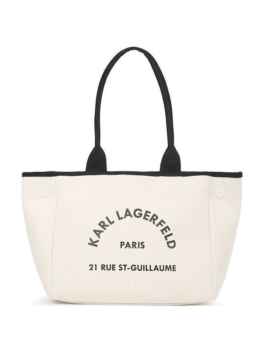 Karl Lagerfeld Γυναικεία Τσάντα Tote Πλάτης Εκρού