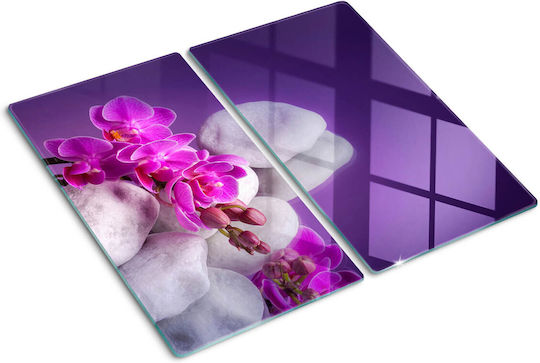 Glass Kitchen Board Protection Decoration Orchid 2x30x52 Cm