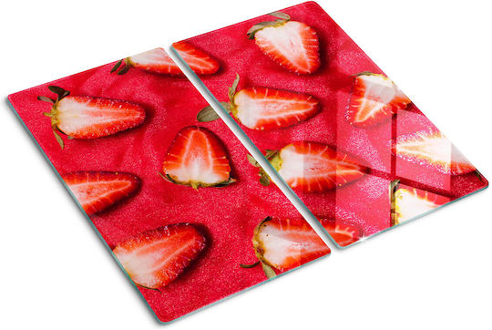 Suprafață De Tăiat Pentru Blat Sticlă Călită Căpșuni Tăiate 2x30x52 Cm