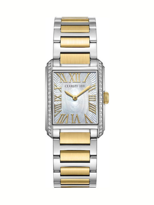 Cerruti Crystals Two Tone Ceas de Damă cu Auriu Brățară Metalică