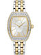 Crystals Two Tone Womens Watch Battery with Stainless Steel Bracelet Silver/Gold