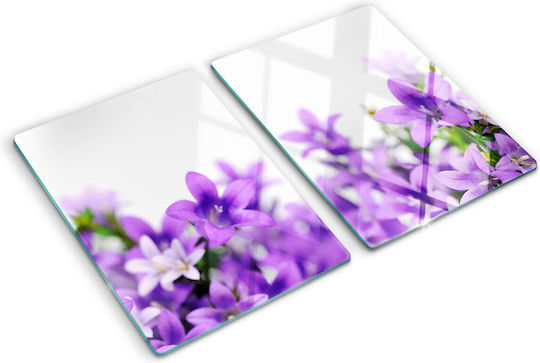 Durable Decorative Glass Kitchen Board Purple Bells 2x40x52 Cm
