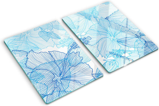 Glass Kitchen Counter Protection Surface Hawaiian Flowers 2x40x52 Cm