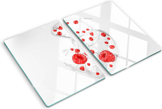 Protective Counter Cover Tempered Glass Berries Milk 2x40x52 Cm