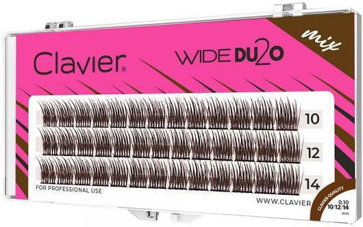 Clavier Wide Du2o Brown C Curl 10d Volume Cluster Eyelashes Mix 10 12 14mm