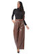 Silia D Damen Hosen Braun Matt Pantaloona Mit Gummiband