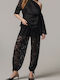 Damen Stoff Hose Black