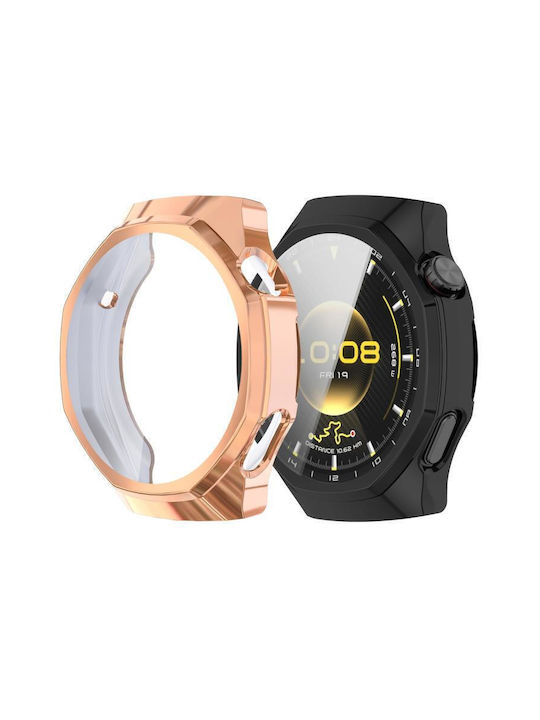Силиконов Калъф със Стъкло в Розово злато цвят за Huawei Watch GT 6 Pro 46мм