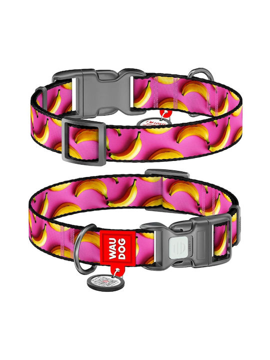 WauDog Hundehalsband Bananen auf Rosa Kunststoff Fastex S 15mm x 25-35cm Smartid