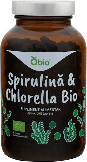 Spirulina Chlorella Organic 375 Tablets 150g Obio