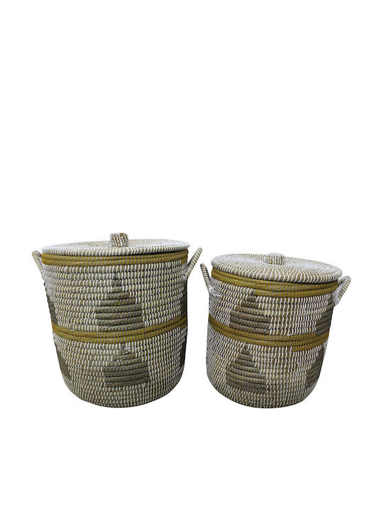 InTheBox Set of Decorative Baskets Plastic with Lid Multicolour 45x45x50cm 2pcs