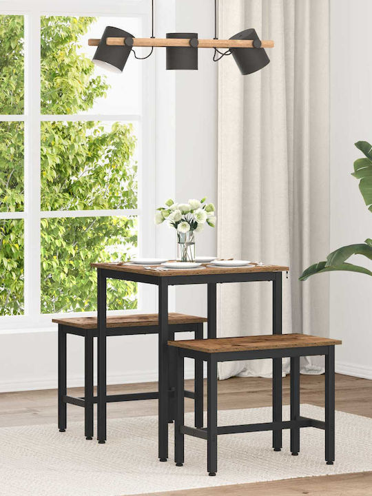 Table Dining Room Wooden with Metal Frame Brown...