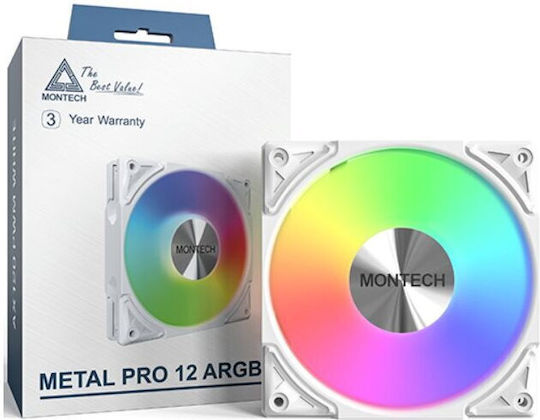 Montech Метален Pro Вентилатор За Кутия (76.2cfm) с ARGB Осветление и Свързване 4-изводна ШИМ / 3-Pin