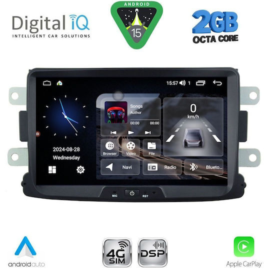 Digital IQ Ηχοσύστημα Αυτοκινήτου για Renault Captur 2012 (Bluetooth/USB/WiFi/GPS/Apple-Carplay/Android-Auto) με Οθόνη Αφής 8"