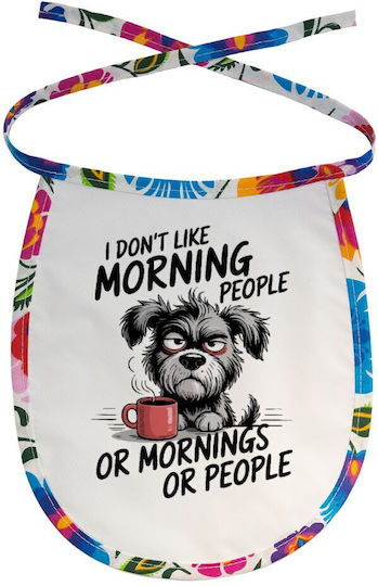 Koupakoupa I Don't Like Morning People Wasserdicht Lätzchen aus 100% Baumwolle mit Spitzenband Coloured für 3 m+