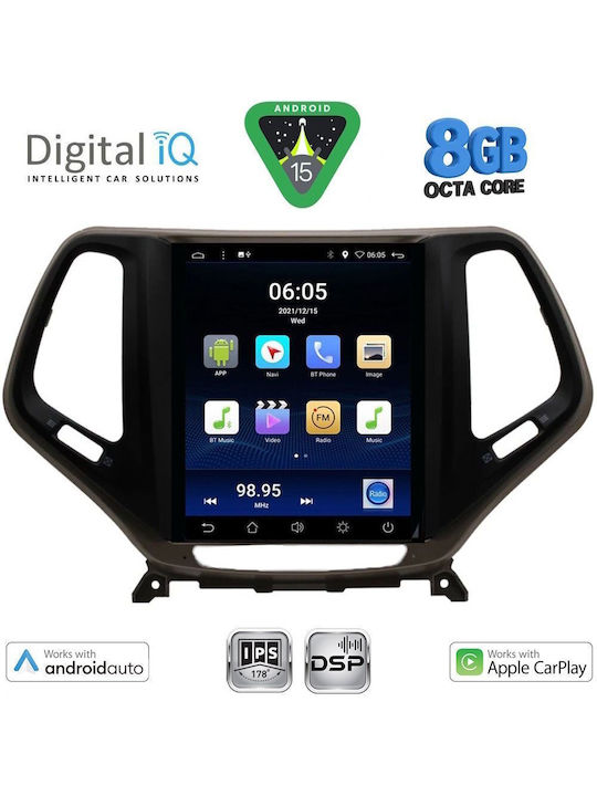 Digital IQ Car Audio System for Jeep Cherokee 2014 with Clima (Bluetooth/USB/AUX/WiFi/GPS/Apple-Carplay/Android-Auto) with Touch Screen 9.7"