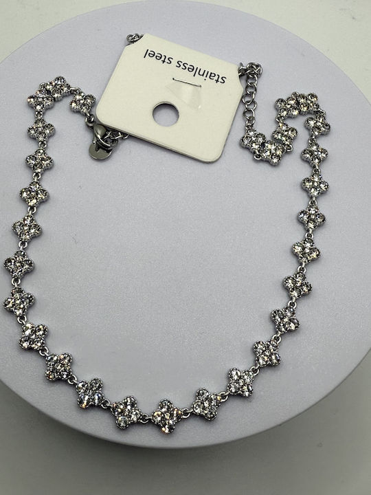 Elemar Set mit Halskette & Armband aus Stahl mit Steinen