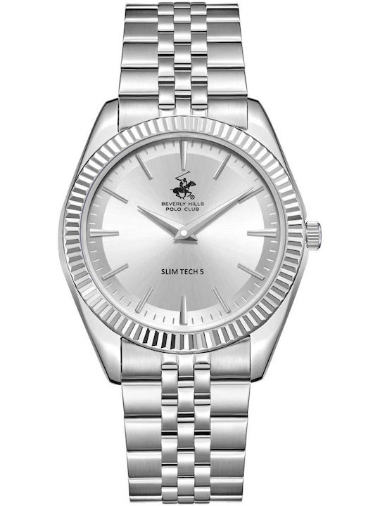 Beverly Hills Polo Club Herrenuhr Batterie mit Silber Metallarmband