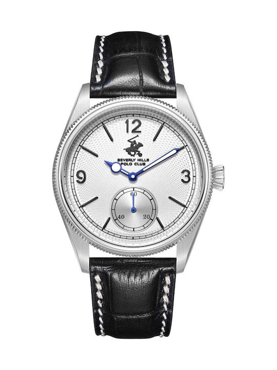 Beverly Hills Polo Club Men's Watch Battery with Black Leather Strap