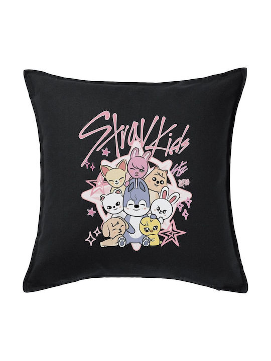 Stray Kids Pink Couch Pillow Black 100% Cotton Filling 50x50cm