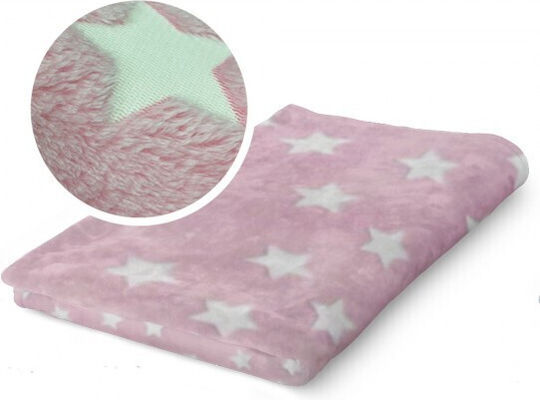 Borea Κουβέρτα Fleece Starlight Φωσφορίζουσα Ροζ 220x150εκ.