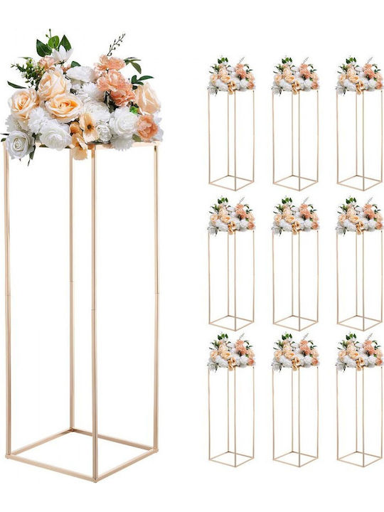 Wedding Flower Base Vevor 10 Pieces Flower Base Column 80cm Flower Bases Metal Laminate Gold Rectangular Flower Presentation Base Wedding Party Birthday Home Gold Centerpiece Bases