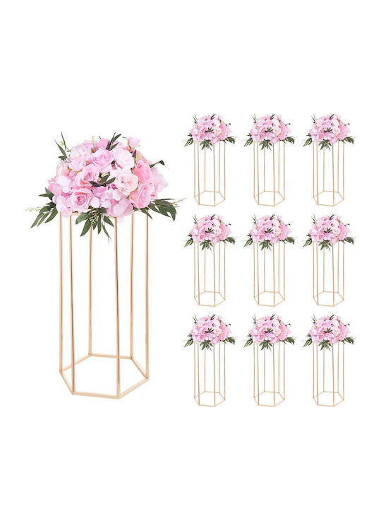 Wedding Flower Base Vevor 10 Pieces Flower Base Column 60cm Flower Bases Acrylic Laminate Hexagonal Cubic Flower Display Base Wedding Party Birthday Home Gold Centerpiece Bases