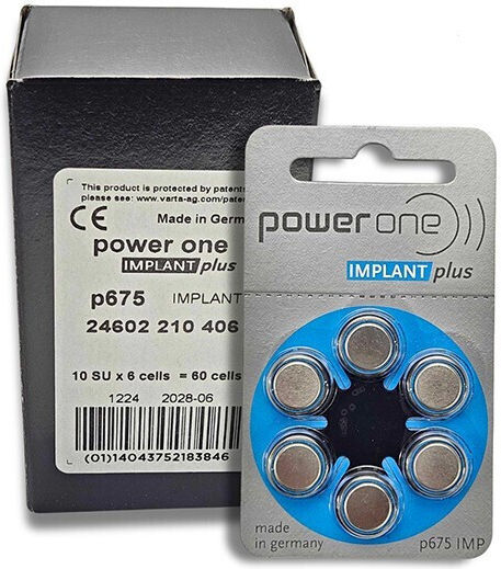 PowerOne Implant Plus Baterii pentru aparate auditive Variază în funcție de 675 1.45V 60buc