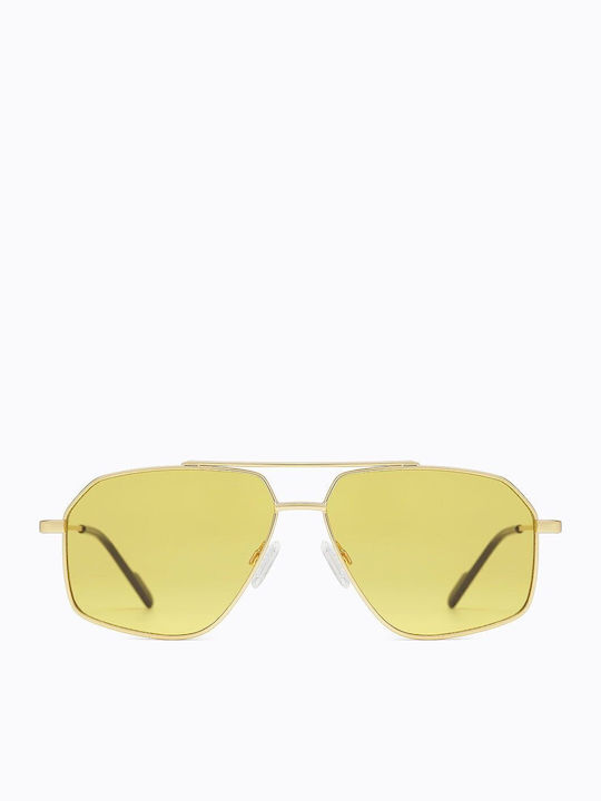 Carolina Lemke Unisex Sunglasses with Gold Metal Frame and Gold Lens 501117