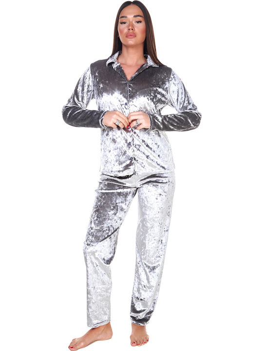 Comfort Winter Damen Pyjama-Set Gray