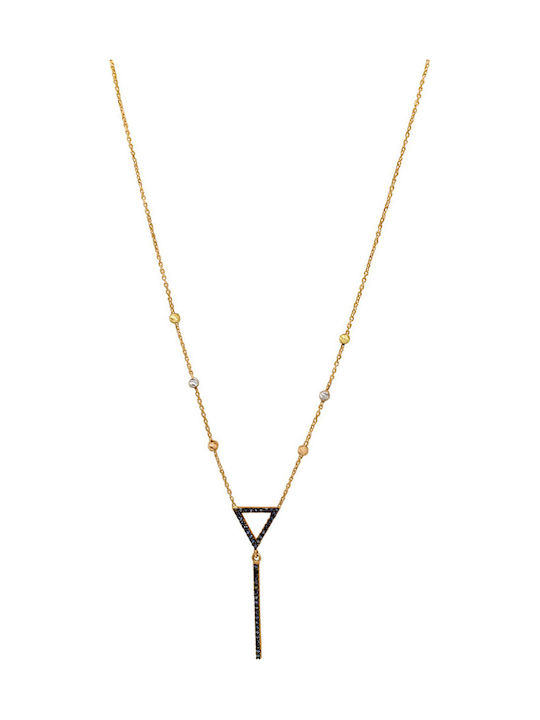 Savvas Design Necklace from Rose Gold 14K with Zircon