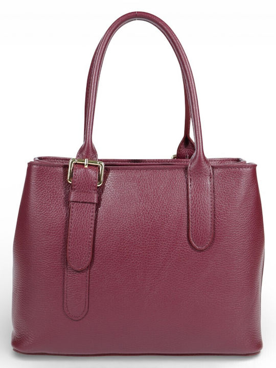 Leather Women's Bag Tote Handbag Burgundy