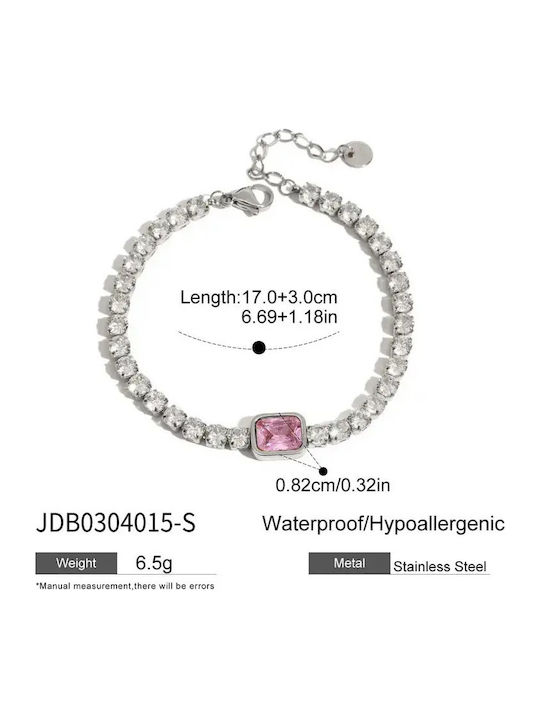 Women's Bracelet made of Leather with Zircon