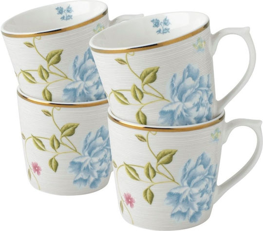 Set Porcelain Mugs 32cl Cobblestone Pinstripe Set 4 Pieces Laura Ashley Heritage La182791 00053352