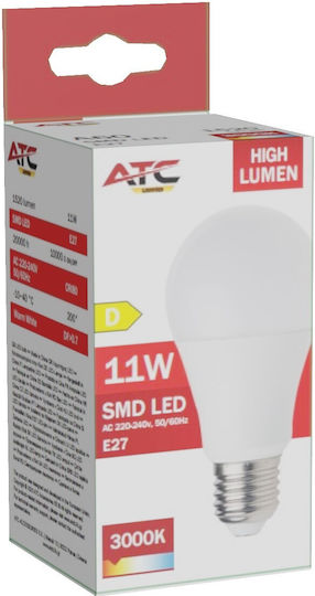 ATC LED Bulb 11W 110mm For E27 Socket And A60 Shape Warm White 1520lm