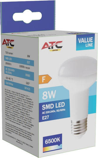 ATC LED Bulb 8W 100mm For E27 Socket And R63 Shape Cool White 720lm