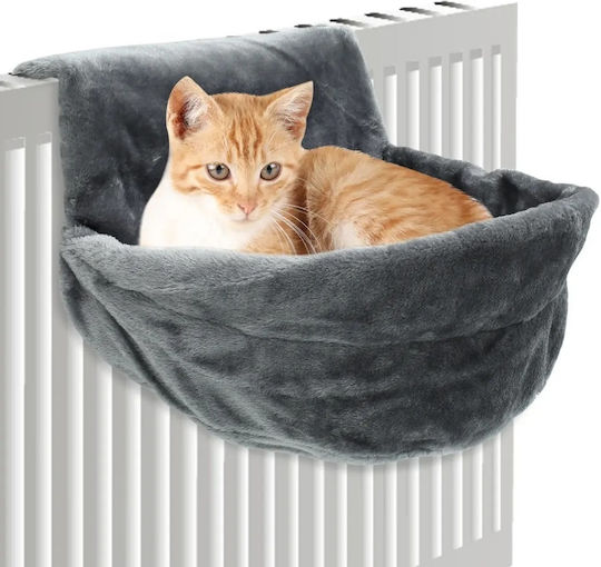 Hammock – Round Cat Bed Hook – L45.5xW39xH34cm – Velvet Plush Fabric – Metal Frame – Gray