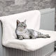 Hammock Cat Bed Hook M45xW30xH25cm Velvety Plush Fabric Metal Frame White