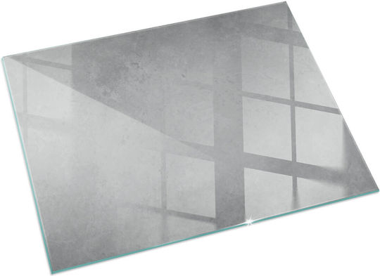 Hardened Glass Front Fireplace Concrete Effect 60x40 Cm