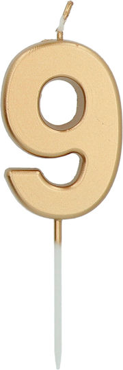 Cake Candle Number 9 Gold – 5 Pieces