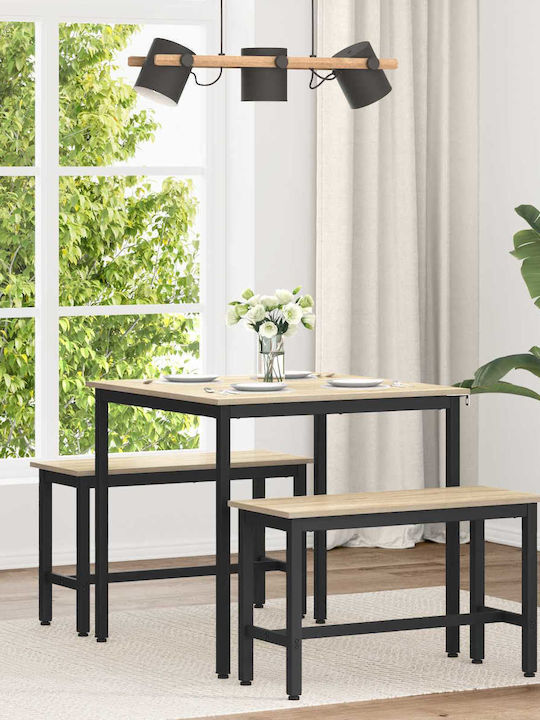 Table Dining Room Wooden with Metal Frame Gray ...