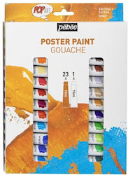 Set Vopsele Tempera Pebeo Popart 23x10ml și 15ml Alb