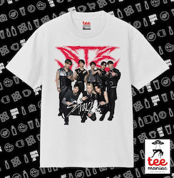 Stray Kids K-pop Band Classic T-shirt Double Stitching Without Side Seams White 100% Cotton Vegan & Oeko-tex Certified