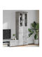 Highboard Επιδαπέδια Βιτρίνα Σαλονιού από Μοριοσανίδα με Τζάμι Γκρι 60x35x182cm