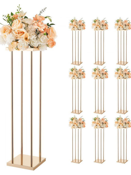 Wedding Flower Base Vevor 10 Pieces Flower Base Column 80cm Flower Bases Metal Laminate Cylindrical Cubic Flower Display Base Wedding Party Birthday Home Gold Central Decoration Bases